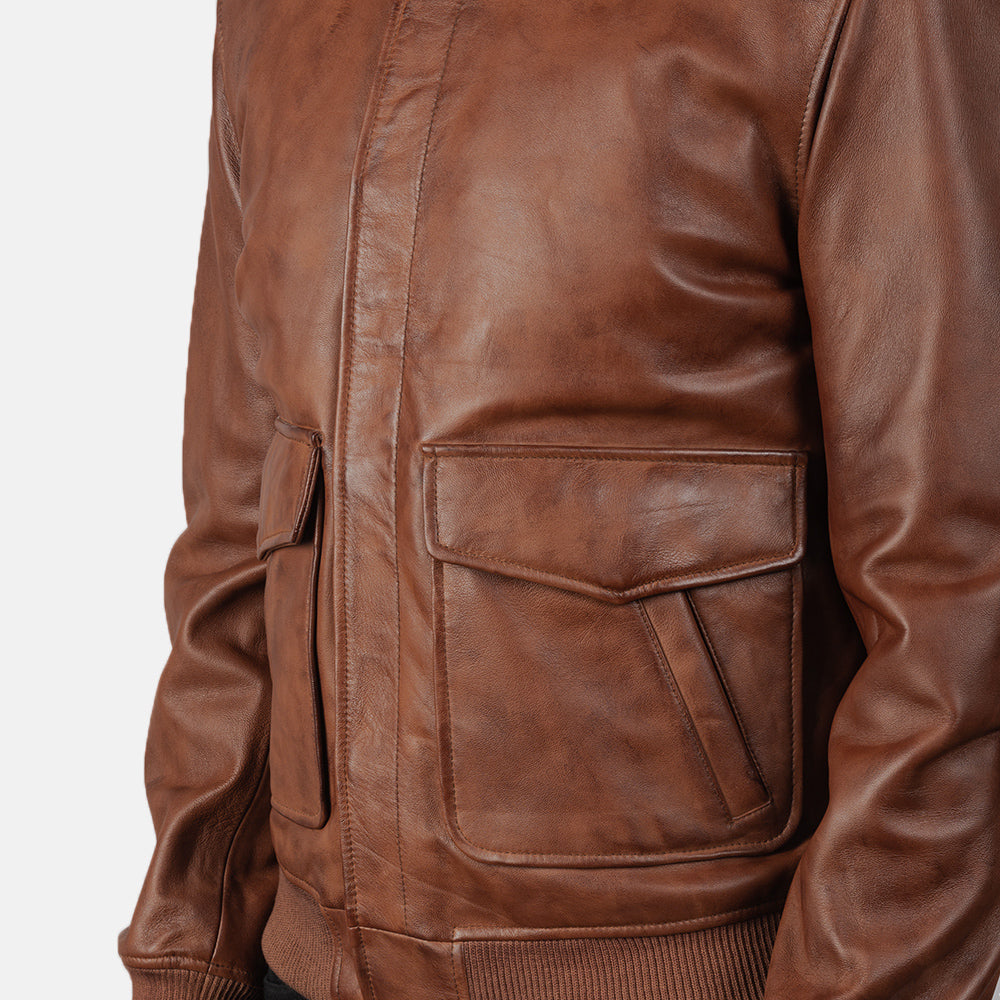 Men's Coffmen Brown A2 Leather Bomber Jacket