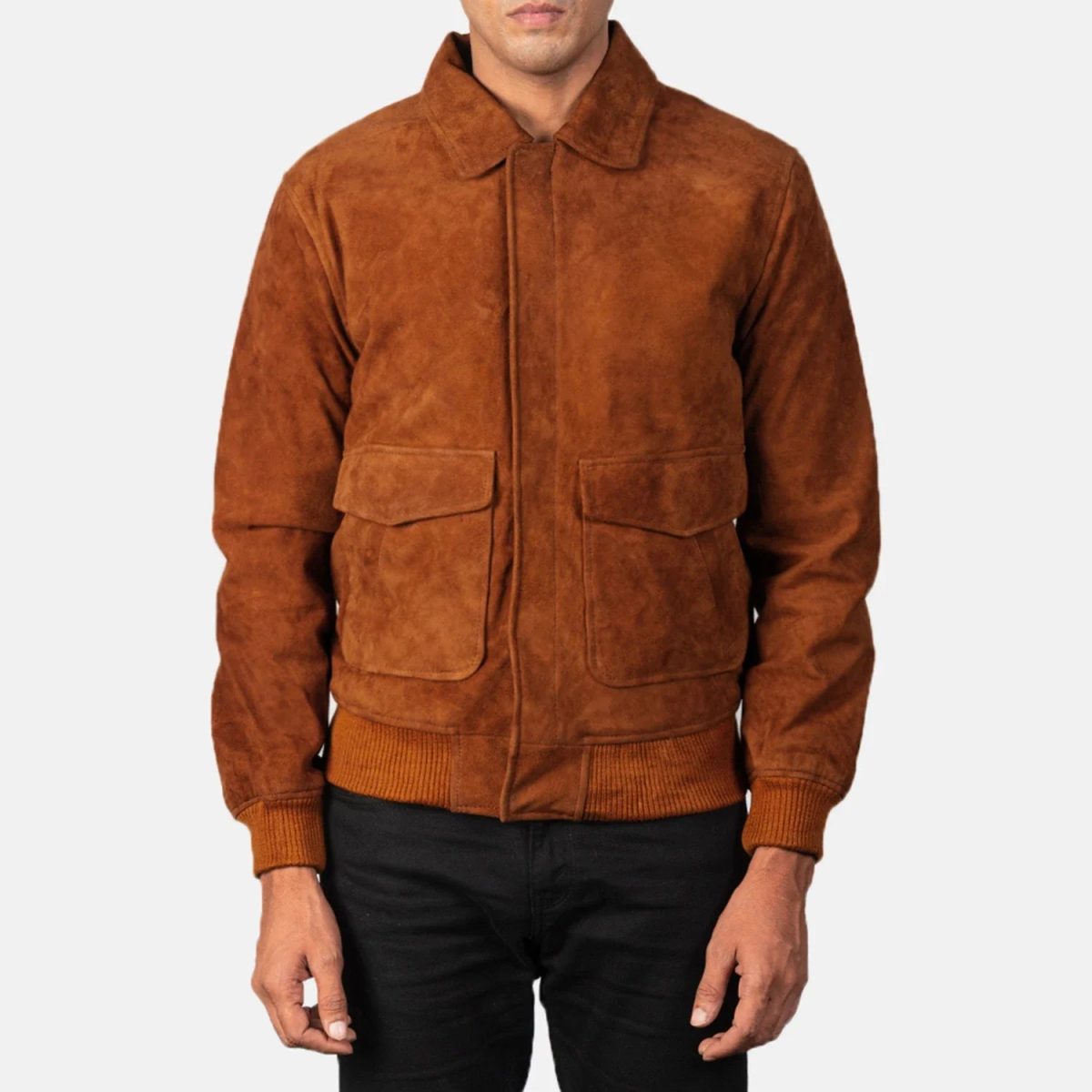 Men's Coffmen Brown Suede Leather A2 Bomber Jacket