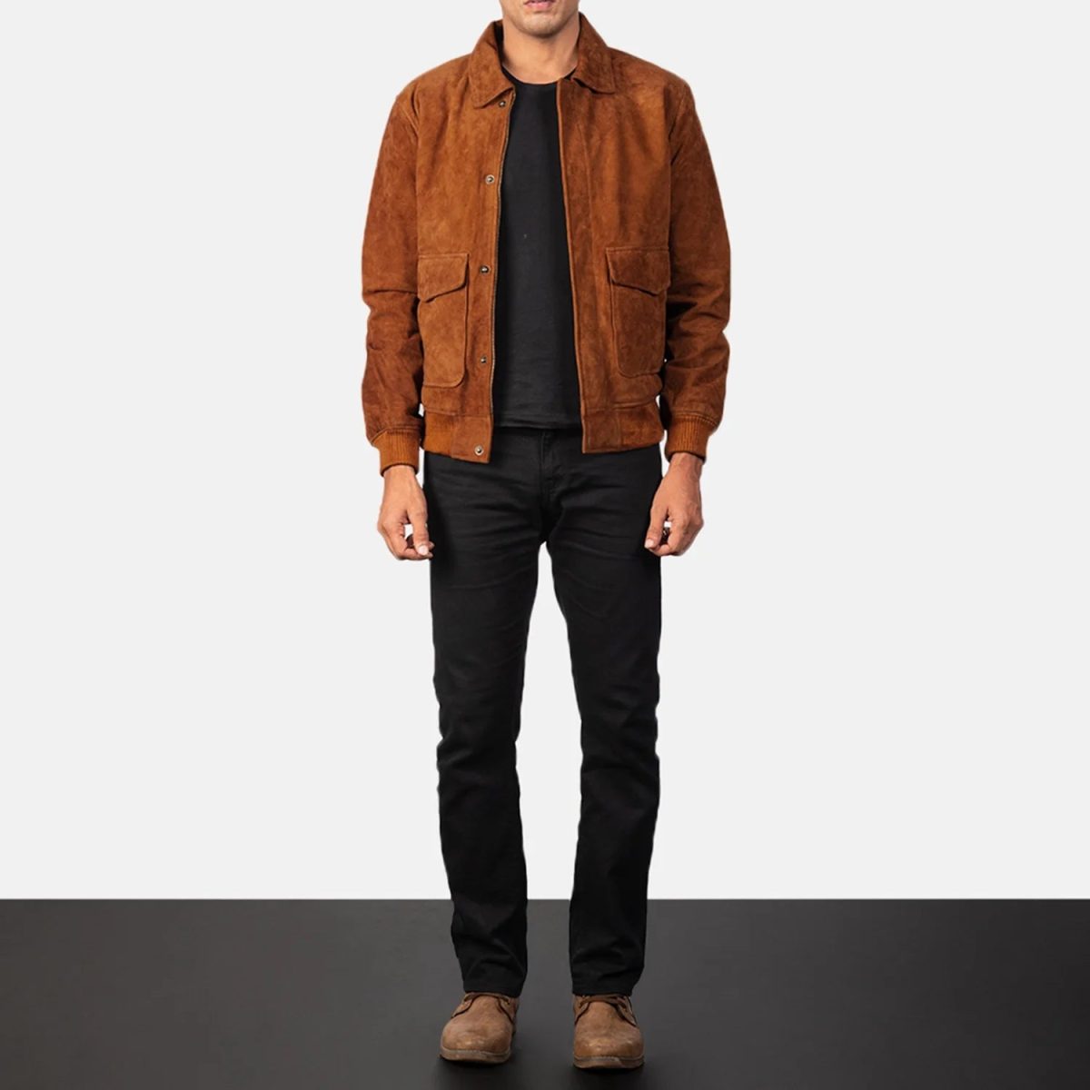 Men's Coffmen Brown Suede Leather A2 Bomber Jacket