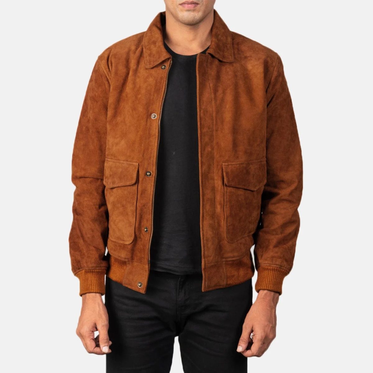 Men's Coffmen Brown Suede Leather A2 Bomber Jacket