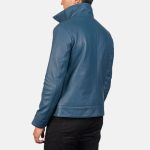Men's Columbus Blue Leather Bomber Jacket