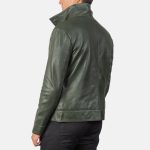 Men's Columbus Green Leather Bomber Jacket
