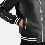 Men's Cooper Black Leather Varsity Bomber Jacket