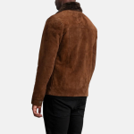 Men's Dallis Brown Suede Shearling Leather Trucker Jacket
