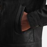 Men's Dallis Tumbled Black Shearling Leather Trucker Jacket