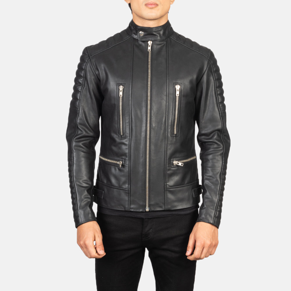 Men's Damian Black Leather Biker Jacket