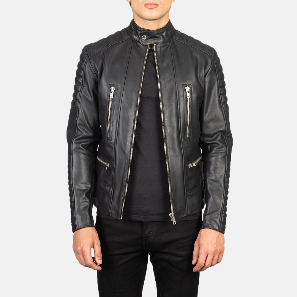 Men's Damian Black Leather Biker Jacket
