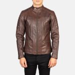 Men's Damian Brown Leather Biker Jacket
