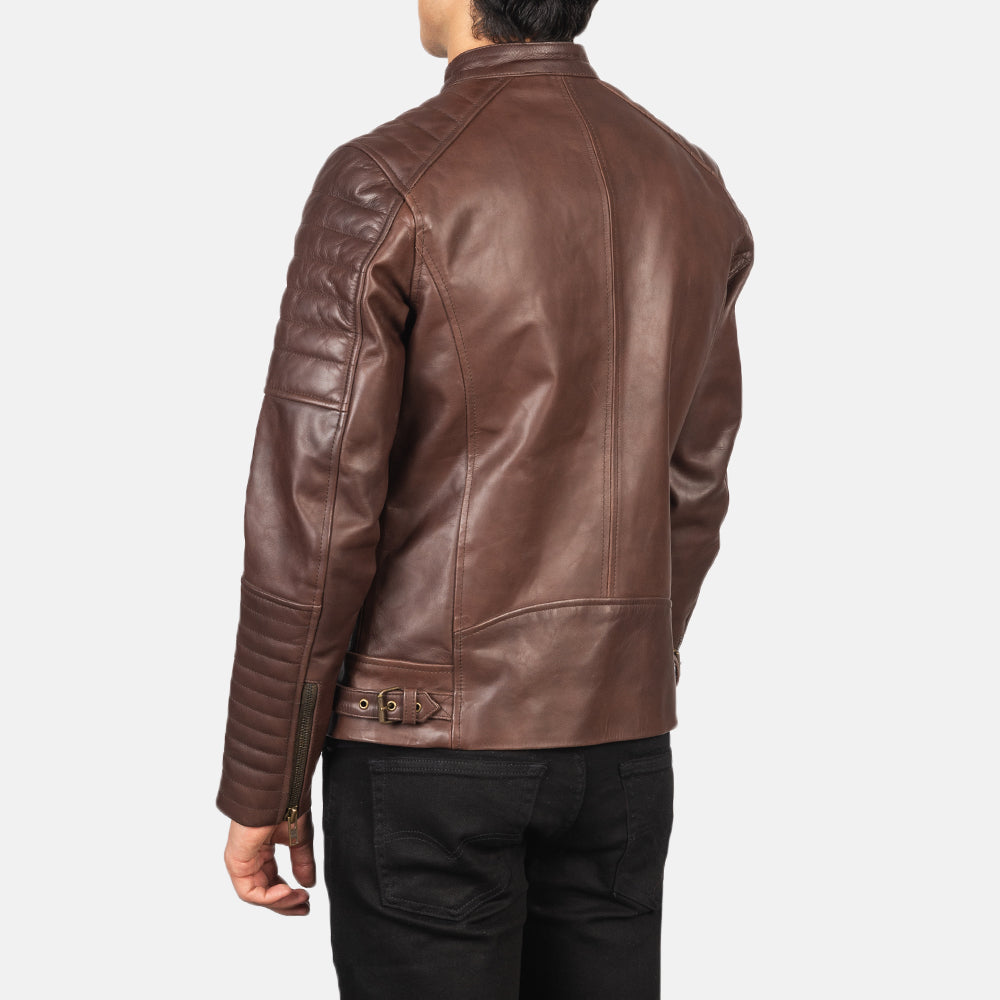 Men's Damian Brown Leather Biker Jacket
