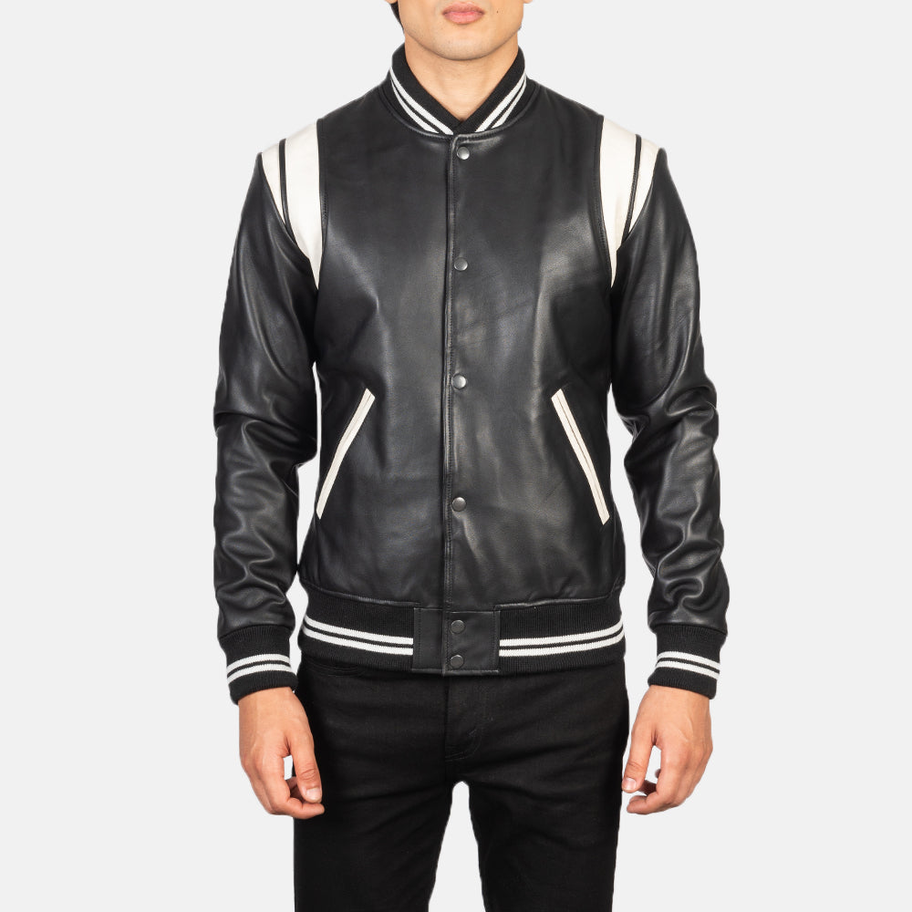 Men's Dantee Black Leather Varsity Jacket