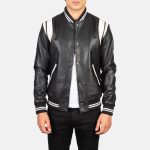 Men's Dantee Black Leather Varsity Jacket