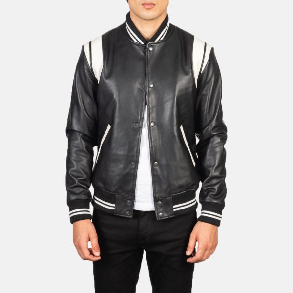 Men's Dantee Black Leather Varsity Jacket
