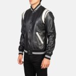 Men's Dantee Black Leather Varsity Jacket