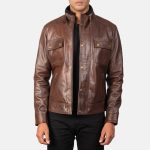 Men's Darren Brown Leather Biker Jacket