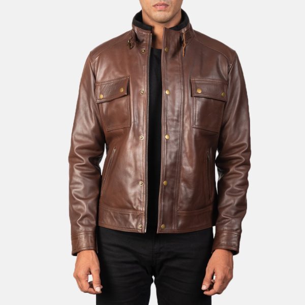 Men's Darren Brown Leather Biker Jacket