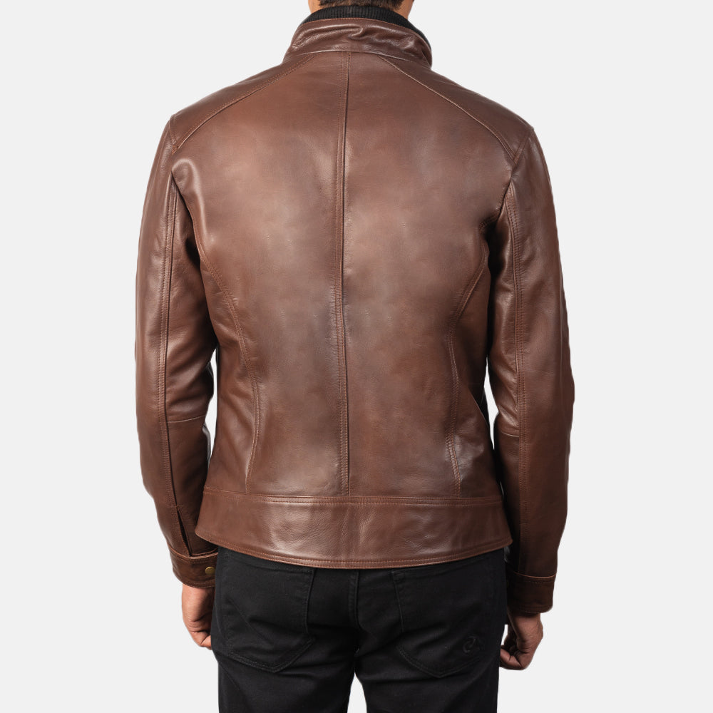Men's Darren Brown Leather Biker Jacket