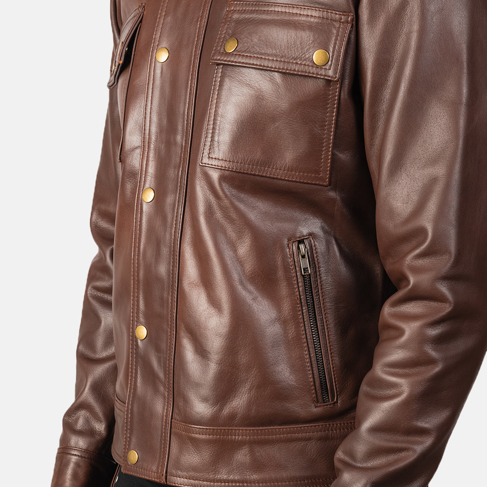 Men's Darren Brown Leather Biker Jacket