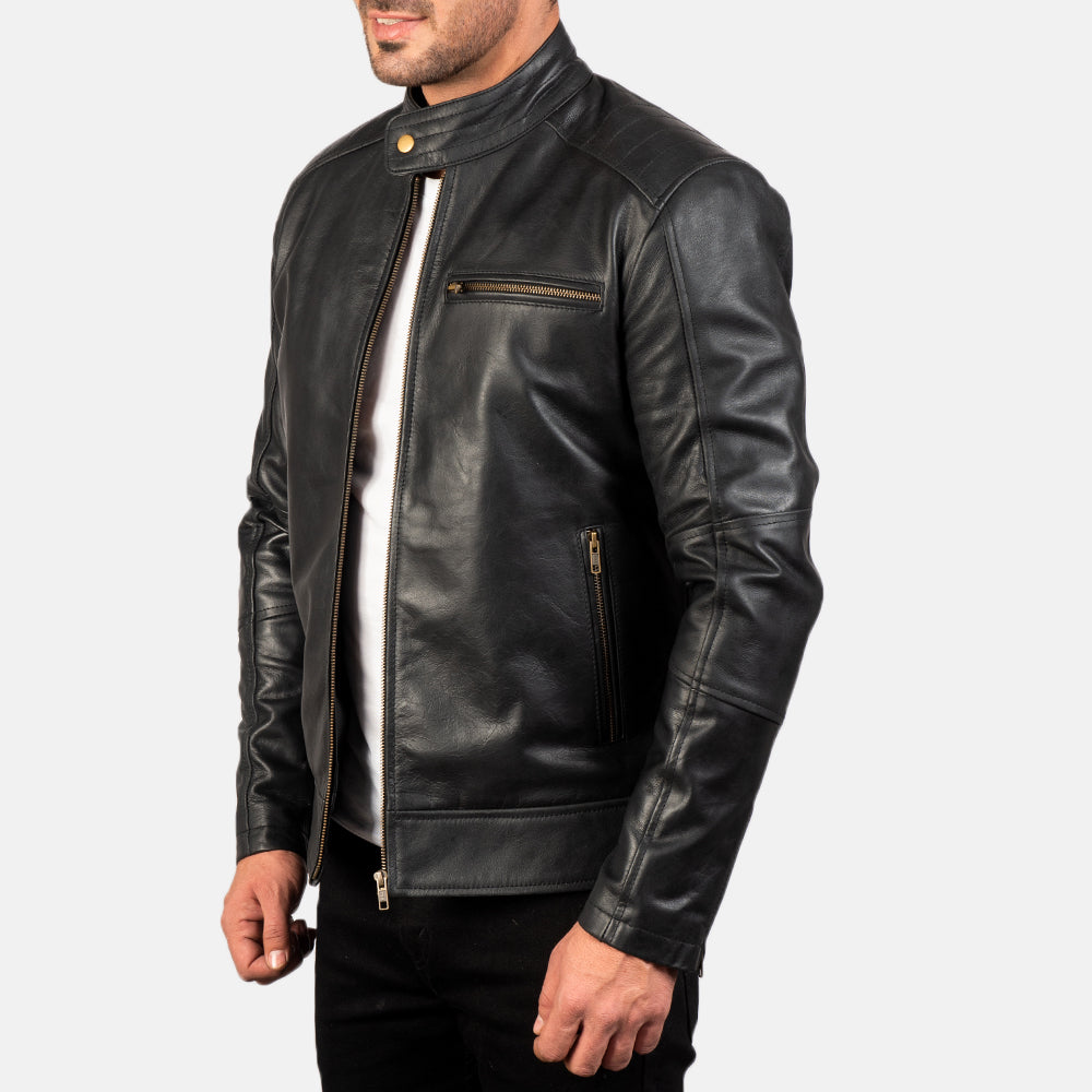 Men's Dean Black Leather Biker Jacket