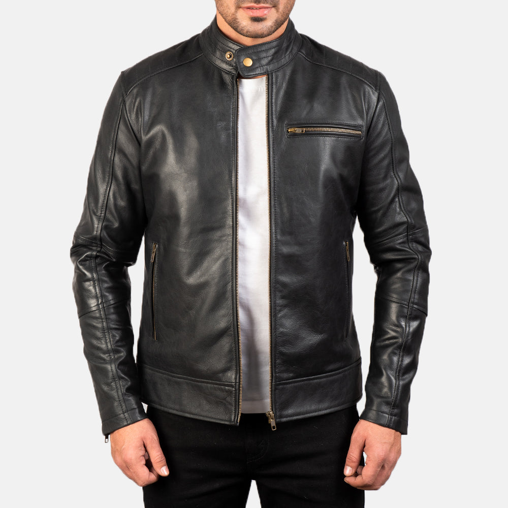 Men's Dean Black Leather Biker Jacket