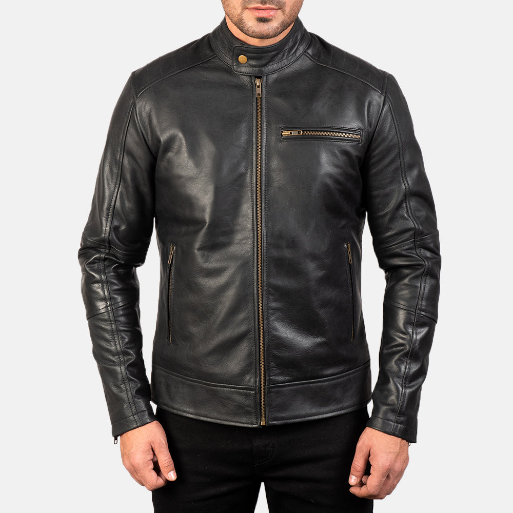 Men's Dean Black Leather Biker Jacket