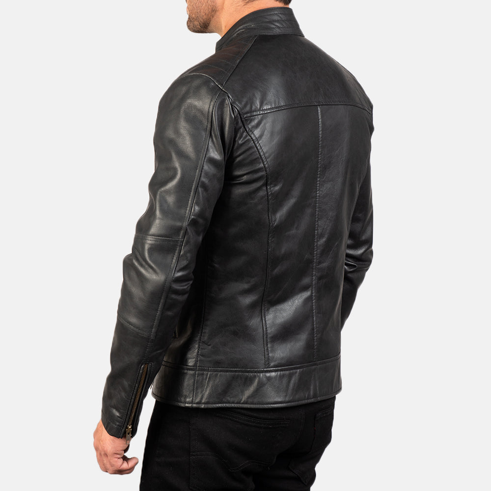 Men's Dean Black Leather Biker Jacket