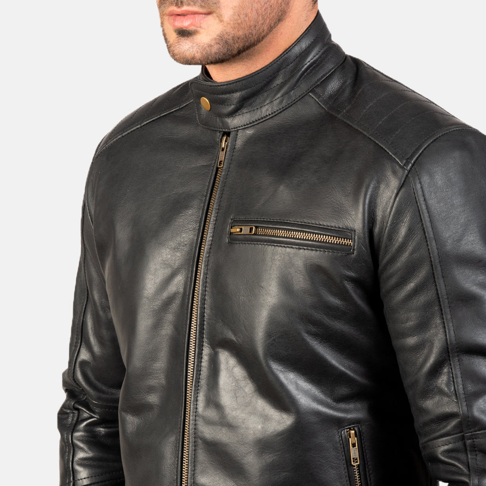 Men's Dean Black Leather Biker Jacket
