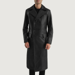 Men's Delmar Black Leather Double Breasted Leather Coat