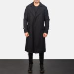 Men's Detective Black Wool Coat