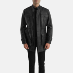 Men's Don Long Black Leather Coat