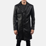 Men's Don Long Black Leather Coat