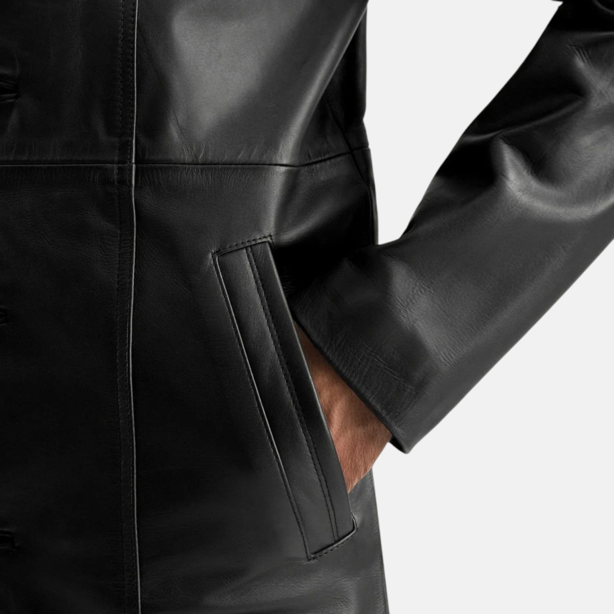 Men's Don Long Black Leather Coat