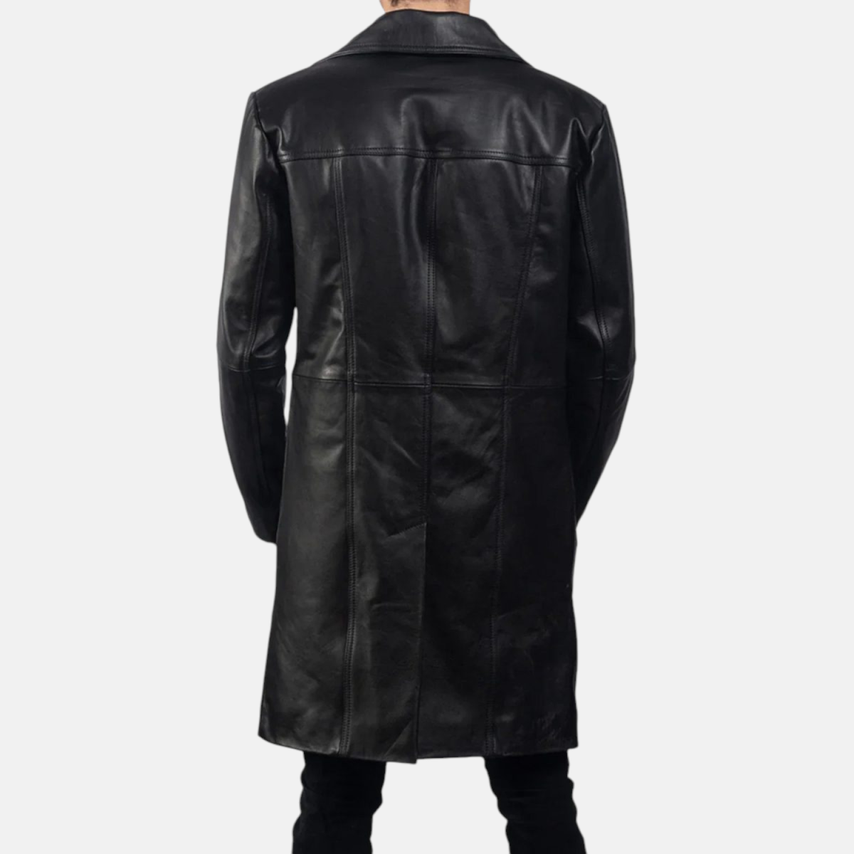 Men's Don Long Black Leather Coat