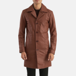 Men's Don Long Brown Leather Coat