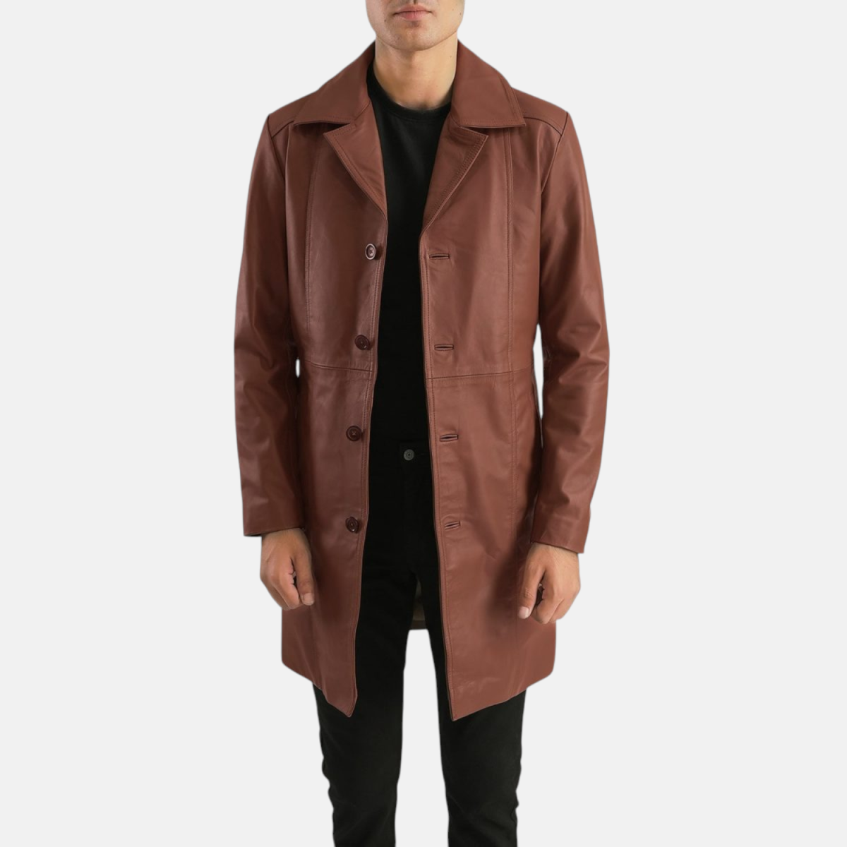 Men's Don Long Brown Leather Coat