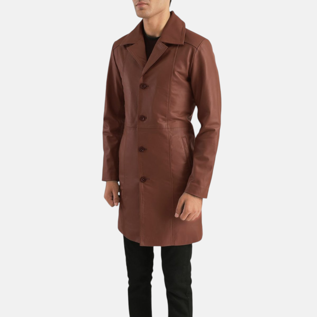 Men's Don Long Brown Leather Coat