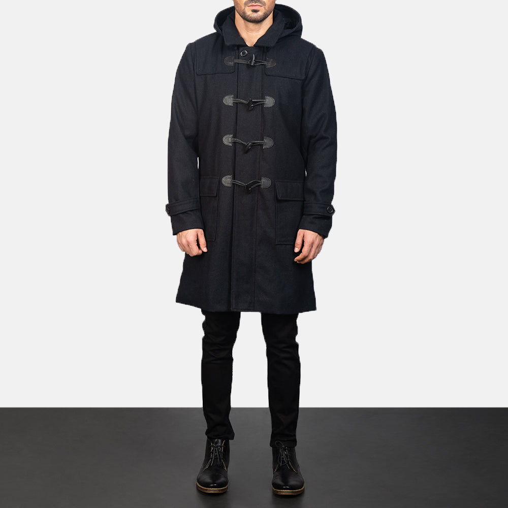 Men's Drake Black Wool Duffle Coat