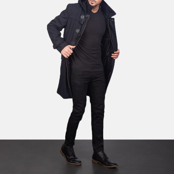 Men's Drake Black Wool Duffle Coat