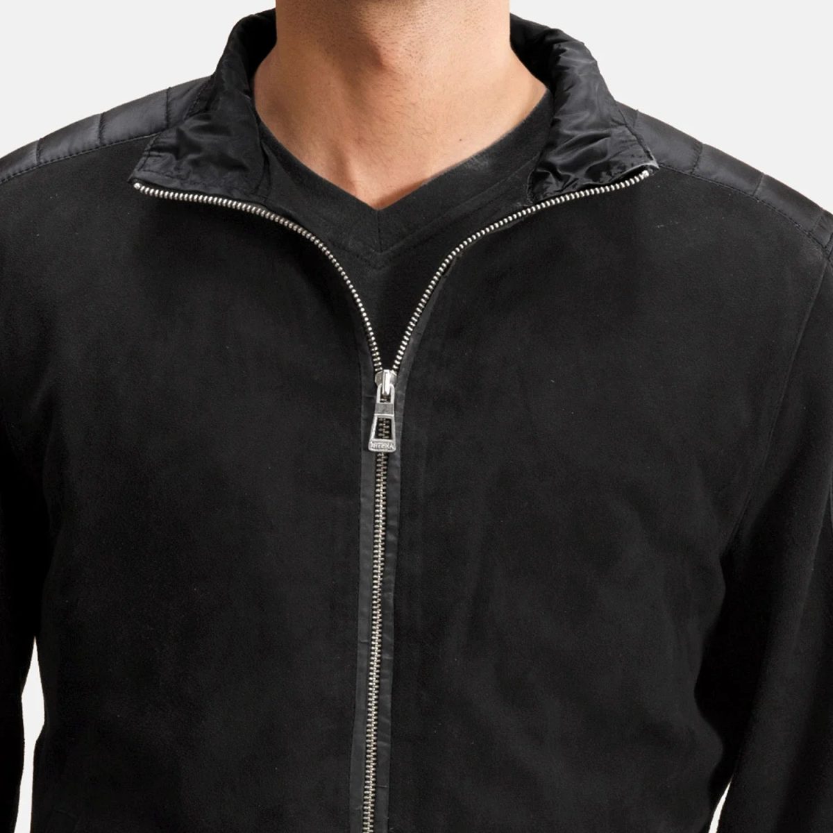 Men's Ethan Hybrid Suede Leather Bomber Jacket