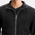 Men's Ethan Hybrid Suede Leather Bomber Jacket