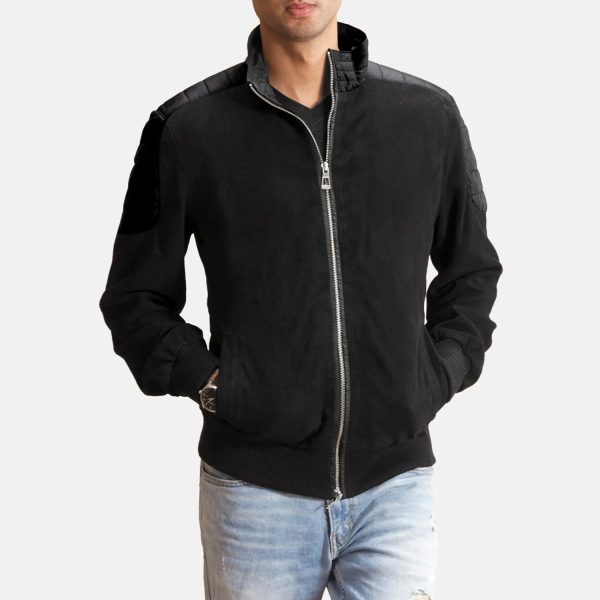 Men's Ethan Hybrid Suede Leather Bomber Jacket
