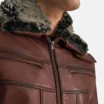 Men's Evan Hart Fur Brown Leather Jacket