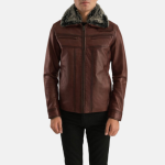 Men's Evan Hart Fur Brown Leather Jacket