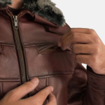 Men's Evan Hart Fur Brown Leather Jacket