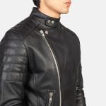 Men's Faisor Black Leather Biker Jacket