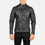 Men's Faisor Black Leather Biker Jacket