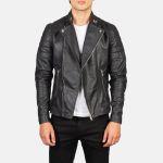 Men's Faisor Black Leather Biker Jacket