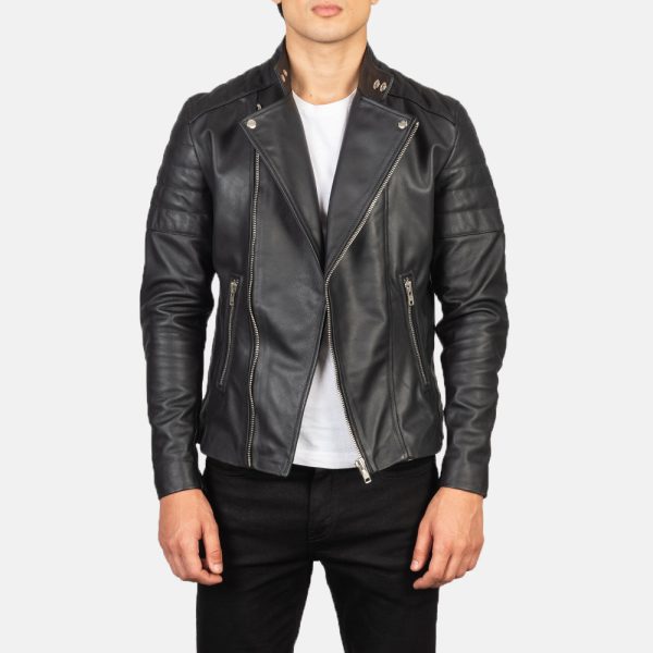 Men's Faisor Black Leather Biker Jacket