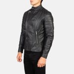 Men's Faisor Black Leather Biker Jacket