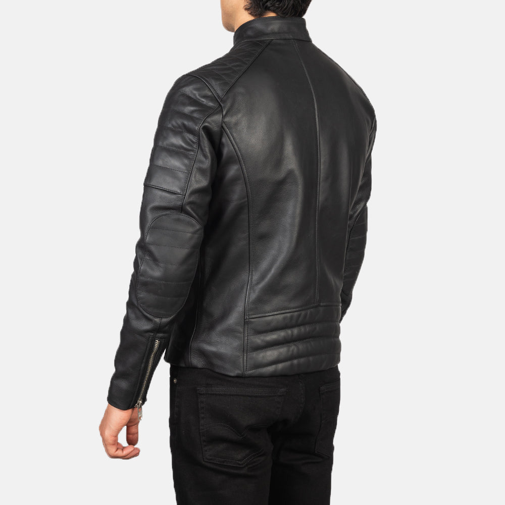 Men's Faisor Black Leather Biker Jacket