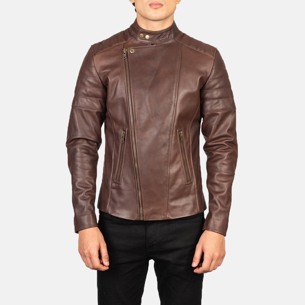 Men's Faisor Brown Leather Biker Jacket